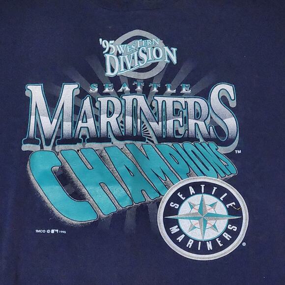 VTG 1995 Seattle Mariners AL West Champions T-Shirt Size XL Griffey Edgar - Picture 2 of 6